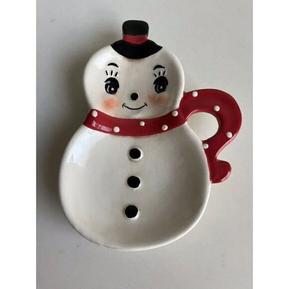 Johanna Parker Transpac Snowman Spoon Rest Retro Christmas Holiday Decor NEW - Picture 1 of 9